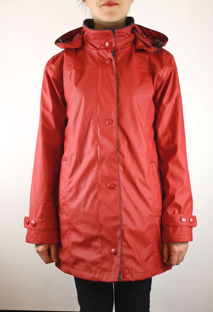 Women&#039;s Raincoat Red, PU Waterproof Jacket for Ladies - THE NAUTICAL