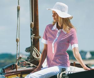 Women's short sleeve striped top white red