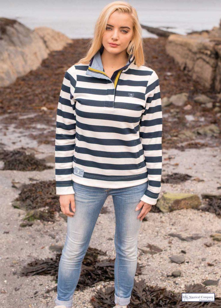 Women nautical striped sweatshirt
