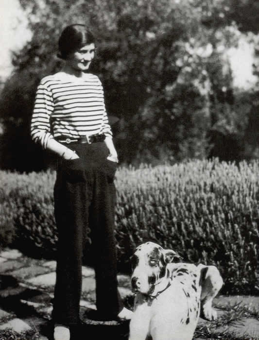 Coco Chanel wearing a Breton top