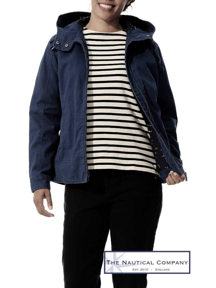 Women Hooded Cotton Jacket, Navy Blue