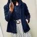 women navy cotton jacket