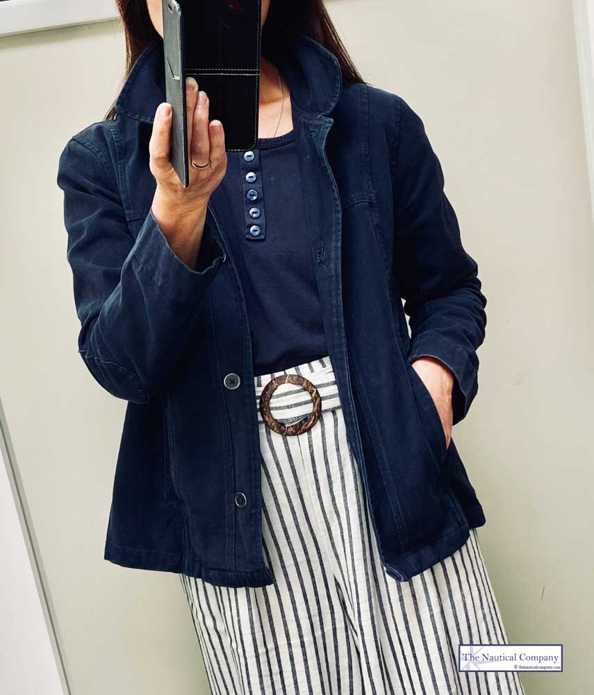 women navy cotton jacket
