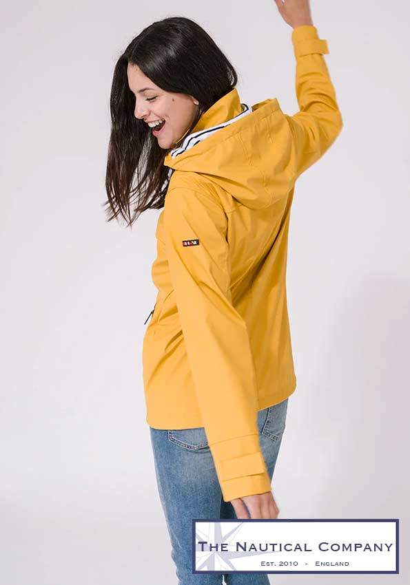 women yellow raincoat