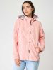 Women's Hooded Lightweight Sailor Raincoat with Toggles, Coral Pink