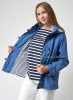 Women's Hooded Lightweight Sailor Raincoat with Toggles, Blue