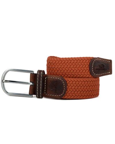 BillyBelt Woven Elastic and Leather Belt - Terracota