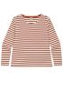 Women's Striped Breton Top, Lightweight Organic Cotton, Long Sleeves, Cream/Deep Red