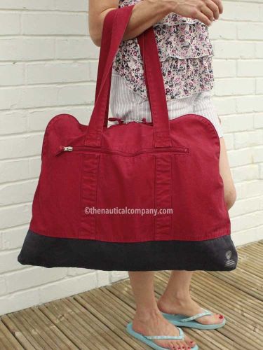 Large Zip Beach Bag, Burgundy Red