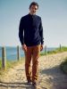 Men's 1/4 Zip Funnel Neck Sweater, Navy Blue, Cotton (only MEDIUM left)
