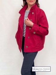 Women's Short Nautical Canvas Jacket, Chilli Red