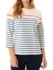 3/4 Sleeve Stripe Shirt, Cream/Blue/Pink
