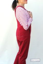 Women's Cotton Dungaree, Chilly Red