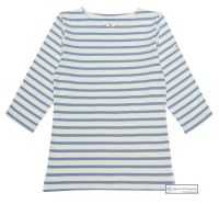 3/4 Sleeve Stripe Top, Cream/Cornflower Blue - SOLD OUT