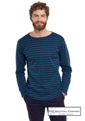 Armor Lux Men's Houat Breton Shirt, Thick Cotton, Navy/Teal Blue