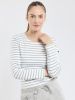 Women's White & Sage Striped Breton Top, Thick Cotton