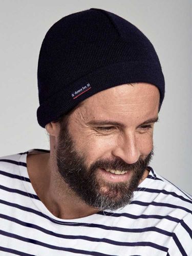 Navy Pure Wool Beanie Hat - Unisex