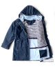 Women's Winter Hooded Raincoat with internal fleece, Navy Blue