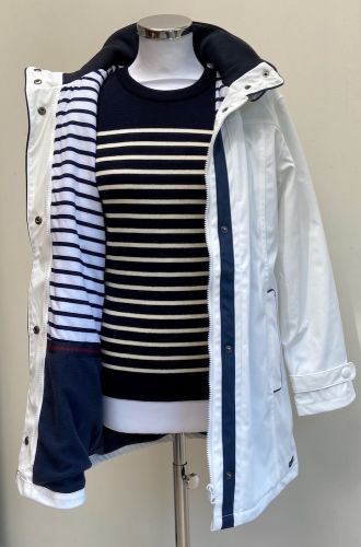 Women's Winter Lined Raincoat with internal fleece, White