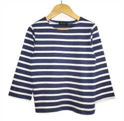 Children's Breton Tee Shirt, Navy Blue & White Stripes, Lightweight