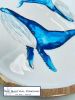 Large Mango Wood Round Platter - Blue Whales
