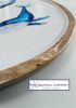 Large Mango Wood Round Platter - Blue Whales