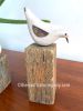 Family of 3 Hand Carved Wooden Birds on Blocks