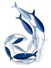 Blue Fish Swirl Wall Art Hanging