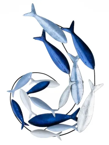 Blue Fish Swirl Wall Art Hanging