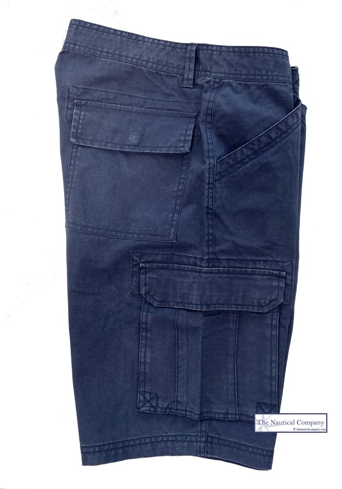 Men's Combat Bermuda Shorts, Distressed Navy Blue, Cargo pockets - THE ...