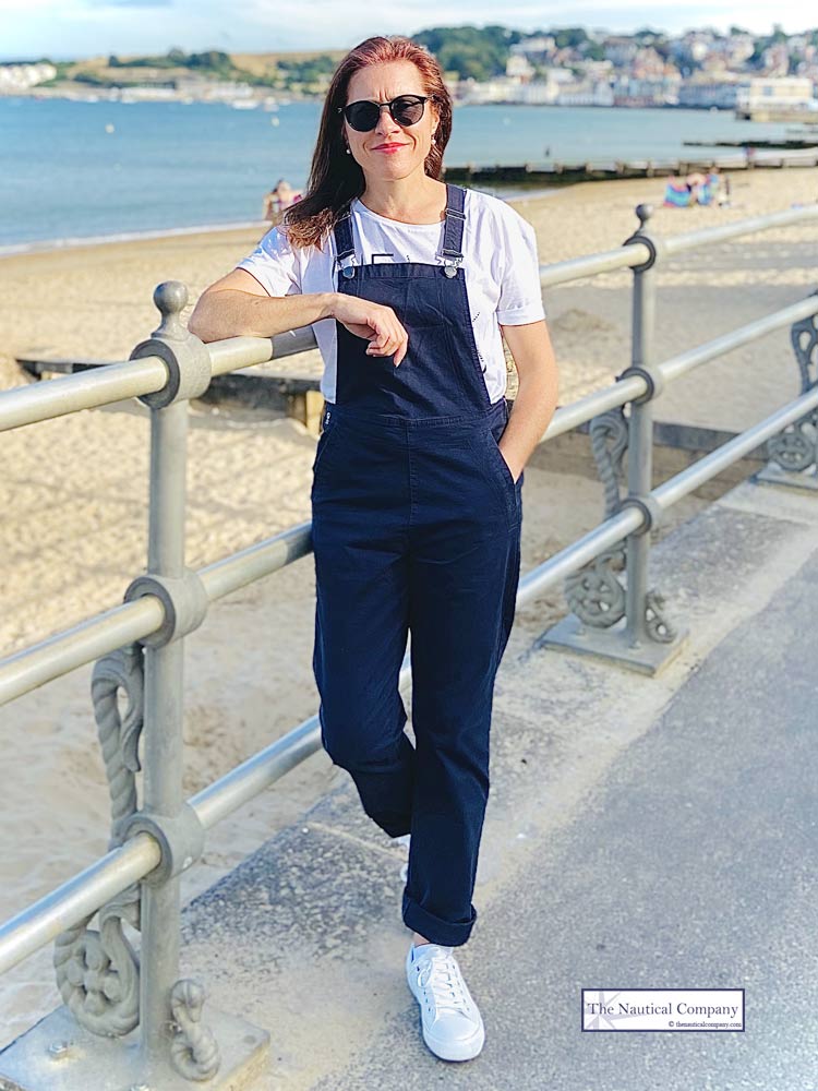 Women's Cotton Dungaree, Navy Blue Overall by MOUSQUETON GLAZY - THE  NAUTICAL COMPANY UK
