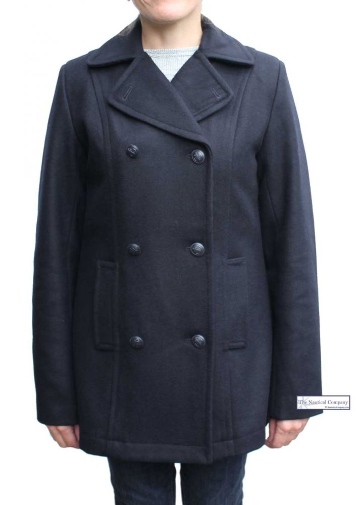 Women's Reefer Jacket, Navy Blue - THE 