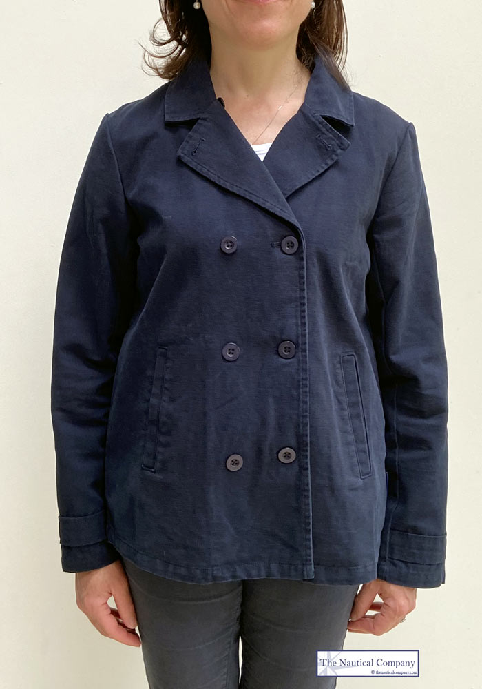 Women's Navy Blue Cotton Peacoat Jacket, Canvas - THE NAUTICAL COMPANY UK