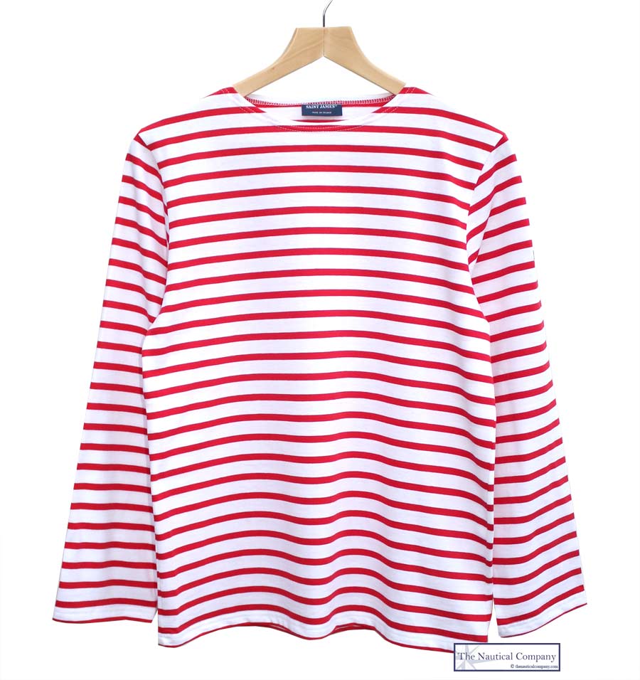 white t shirt with red stripes
